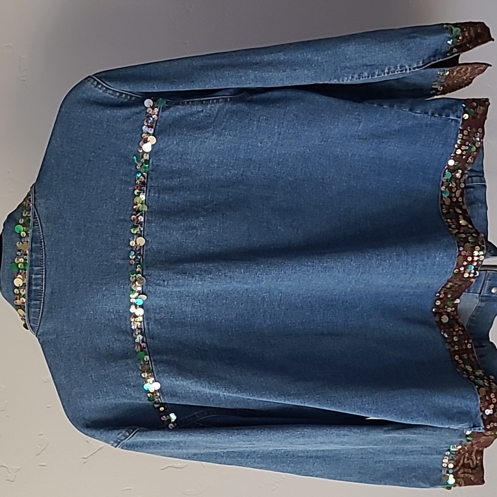 Sequin Denim Jean Jacket With Elastane Resort Wea… - image 5